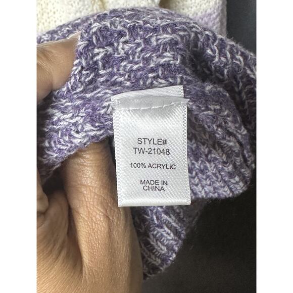 Zenana Lilac/Multi Colorblock Balloon Sleeve Knit Sweater Women's Large NWOT - Picture 6 of 8